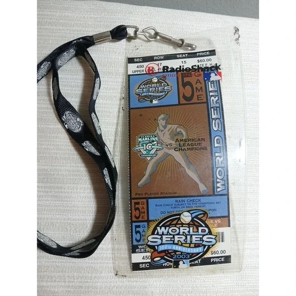 World Series Game 5 Ticket‎ Stub Yankees/Marlins Josh Beckett MVP W/ Holder 2003