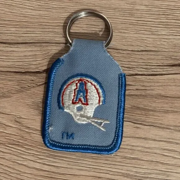 NFL Houston Oilers Vintage Logo Light Blue embroidered Keychain football 1980s