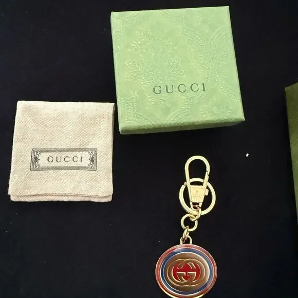Brand new with box Gucci Gold Keychain with Red and Green Accents