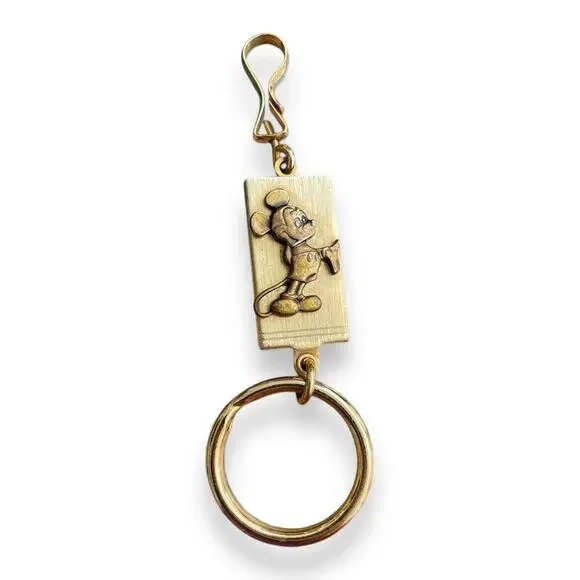 Mickey Mouse Gold Plated Men's Valet Key Ring - With Finger Flick Technology