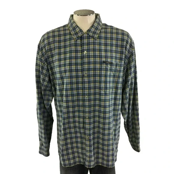 Ralph Lauren Polo Jeans Co Button Shirt L Plaid Blue Yellow‎ Black Mens