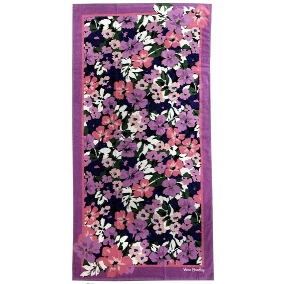 Vera Bradley Beach Towel Floral Garden Print NEW WITH TAGS Oversized