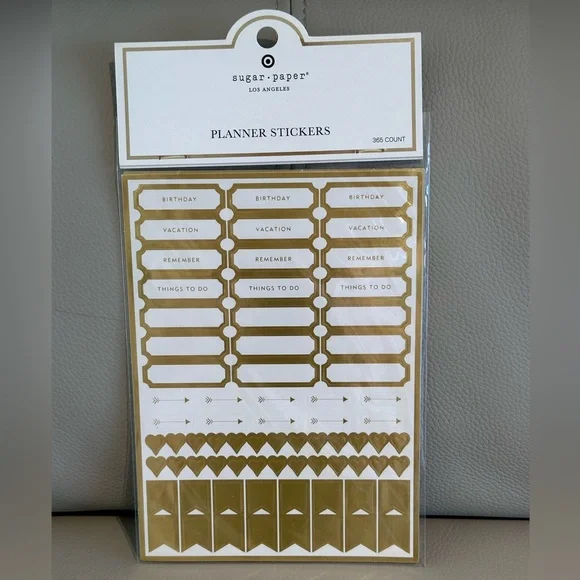 Sugar Paper Gold Planner Stickers- Gold Foil and White 365 Count