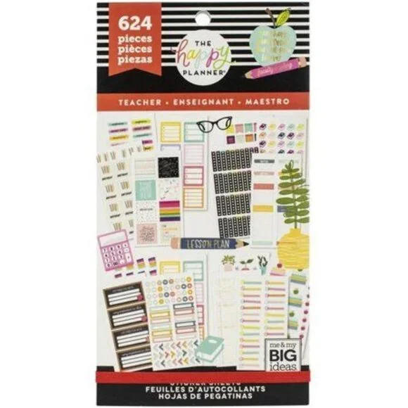 Happy Planner Sticker TEACHER LESSON PLANS Value Pack Mini 624/Package‎