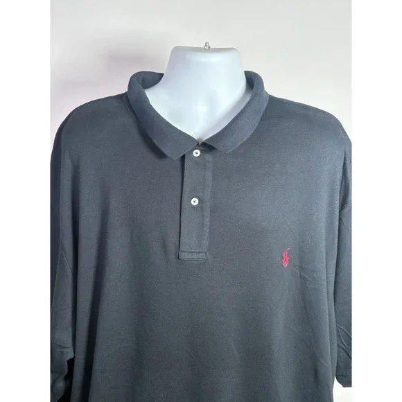 Polo Ralph Lauren Polo Shirt Men 4XLT Black Cotton Short Sleeve Red Pony