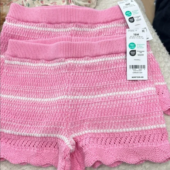 OshKosh‎ B'gosh Pink Knit Scalloped-Hem Shorts