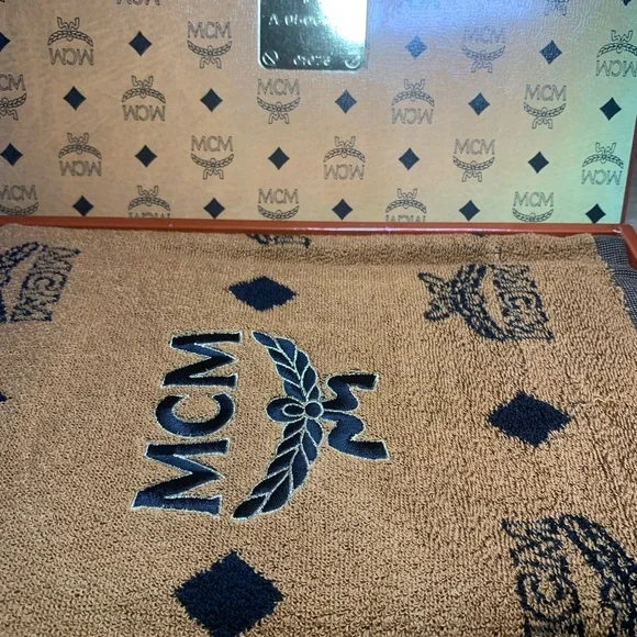 MCM Tan and Black Bath Towel