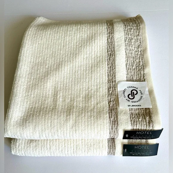 🎁2PC Hotel Balfour Bath Towel Set - CRMLTBG - Cream & Heather Taupe- 100% Cotton