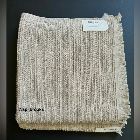 🎁6PC BIANCA Bath Towel Set - Taupe Cotton Boucle Textured Pattern