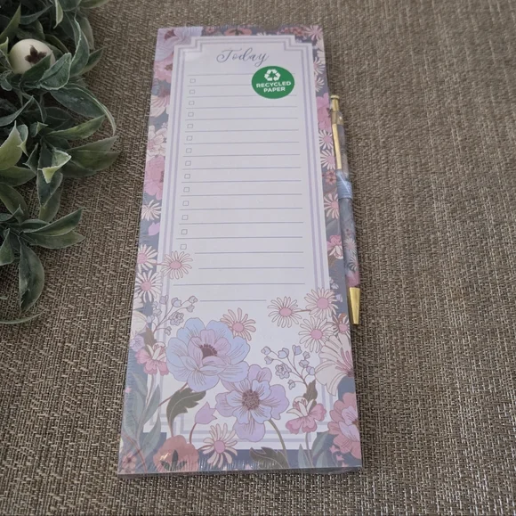 Floral Notepad with Pen - Pink and Purple