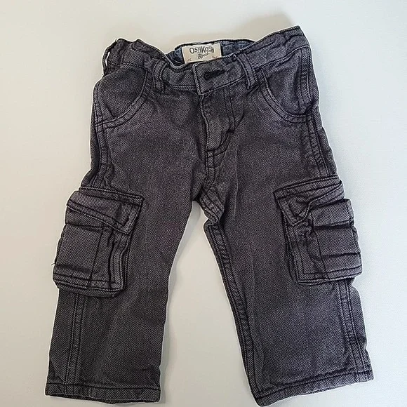 OSHKOSH‎ B'gosh Infant Gray Cargo Style Pants Sz 9M Baby