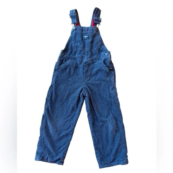 Oshkosh Flannel Lined Overalls Blue Corduroy Size 4T