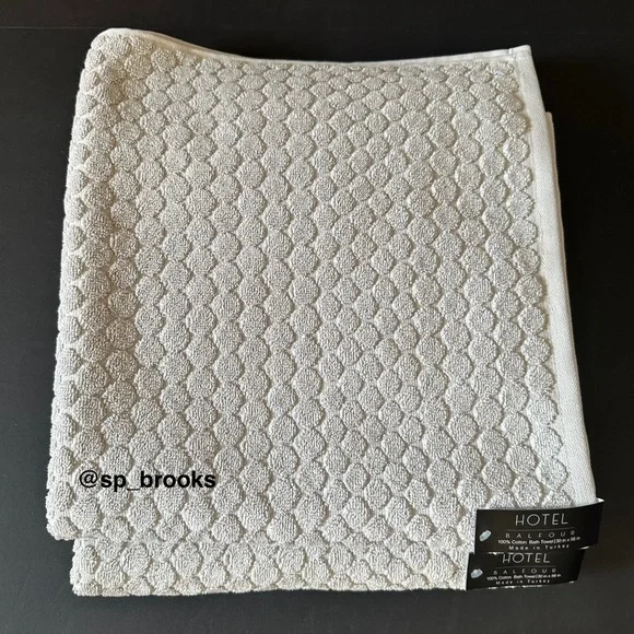🎁2PC Hotel Balfour Bath Towels - 100% Turkish Cotton - Penny Tile - Foggy - Gray