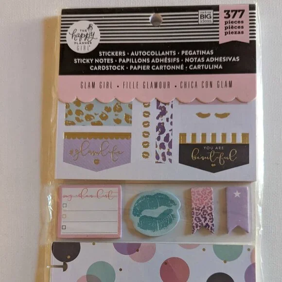 NWT 'Glam Girl' 377 pcs Happy Planner Stickers Multi Pack Sticky Notes Fashion