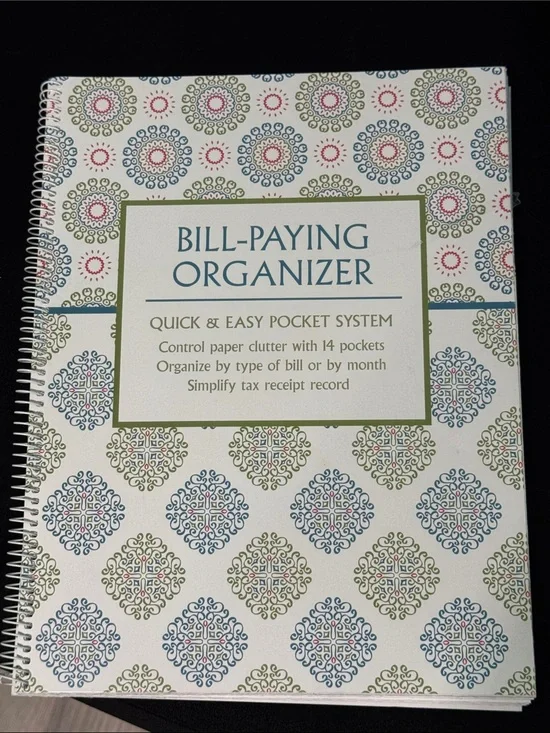 💵💸📖📒STAY ORGANIZED! Bill-Paying Organizer Spiral Binder - Blue, Green, Cream