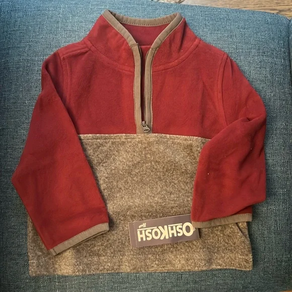 Oshkosh B’gosh Grey and Burgundy Pullover Top-12 months-NWT