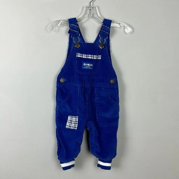 Vintage OshKosh B’gosh Vestbak Blue Corduroy Overalls 3-6 M