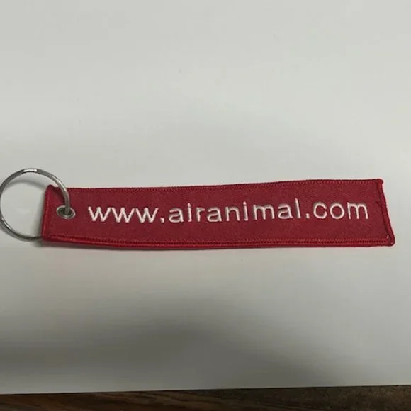 Air Animal Pet Movers Embroidered Red/White Luggage Tag Keychain 5.75