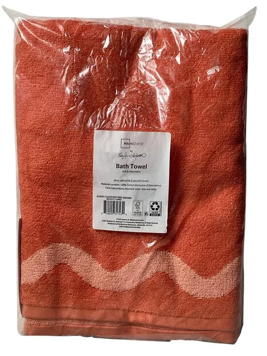 Mainstays: 100% Cotton Bath Towel, Mandarin Orange, Dimensions: 30