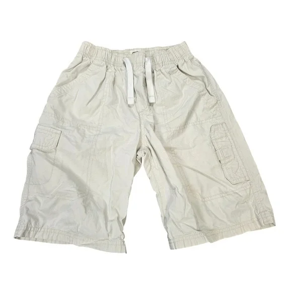 OshKosh Bgosh‎ Cargo Shorts Boy's Size 8 Cream Cotton Elastic Waist