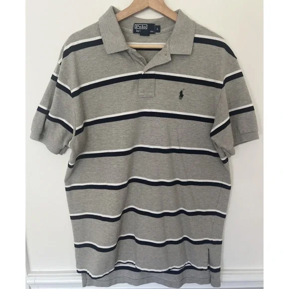 Polo Ralph Lauren Striped Mens Polo Short Sleeve Shirt Large‎