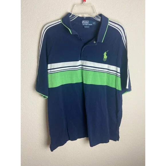 Ralph Lauren Mens Polo Shirt Blue Size XXL Short Sleeve Collared Pima Cotton