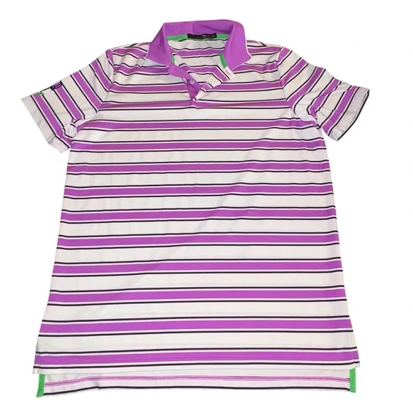 Ralph Lauren‎ Purple and White Striped Polo Shirt Men’s Size Medium