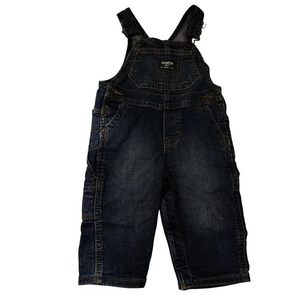 OshKosh B'gosh Boys Denim Overalls 9 Months Adjustable Straps‎
