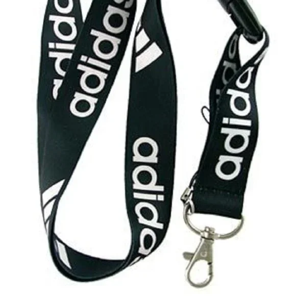 Universal Adidas Lanyard Keychain ID Badge Holder quick release Black White Logo