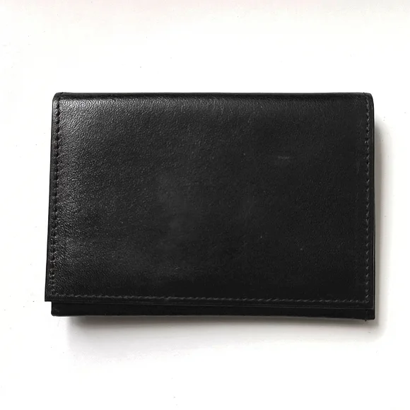 Men's Credit Card Holder ID Case Bifold Wallet Black Leather