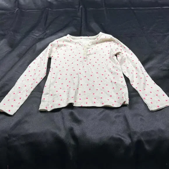 OshKosh B’gosh‎ Girls Beige Pink Heart Long Sleeve Shirt Size 5T