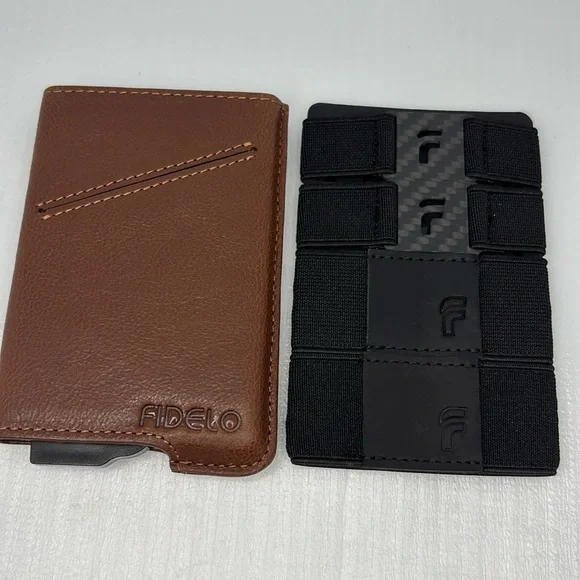 Fidelo Men’s Ultra Slim Hybrid Wallet card holder Dark Brown NWT