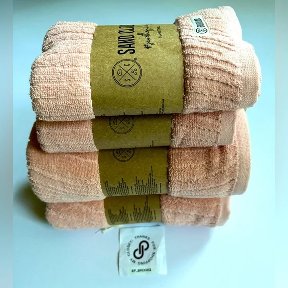 🎁 Sand Cloud Bath Towel -Springs Peach Melba- 4 Piece Mixed Set TJS24BBU001PEM4M