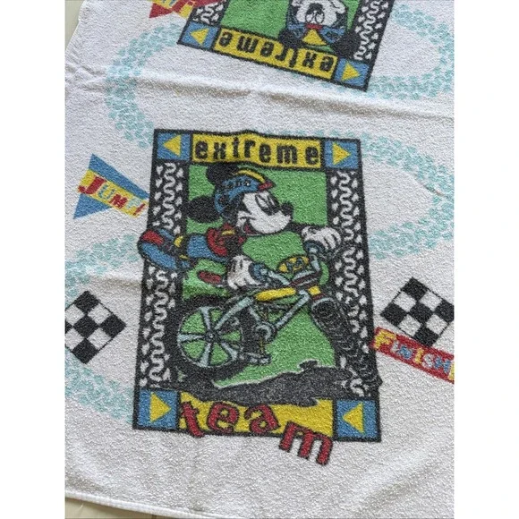VTG Mickey Mouse Beach Towel‎ Extreme Team Motocross Biker USA 40