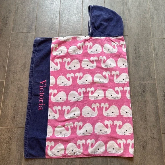 Pottery Barn Kids “Victoria” Whale Hooded Beach Pool Towel. Gently used