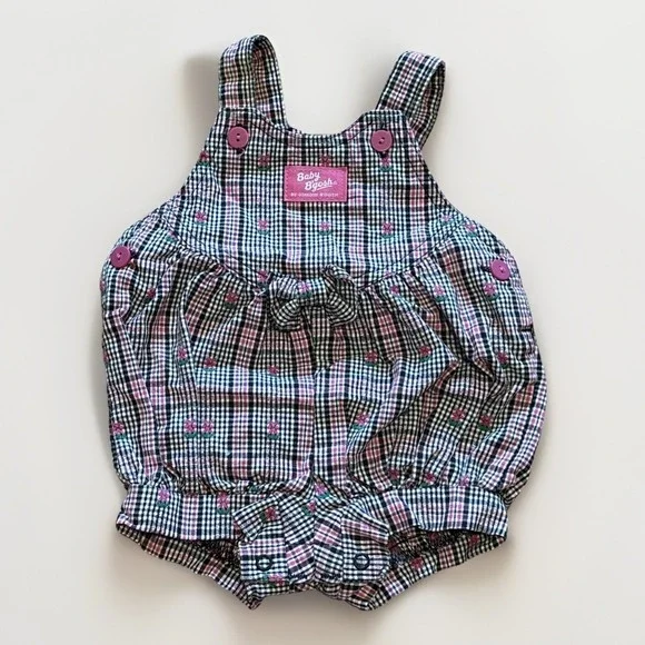 VTG Oshkosh Baby B'Gosh Vestbak Bubble Romper 12M Pink Back Floral USA Made
