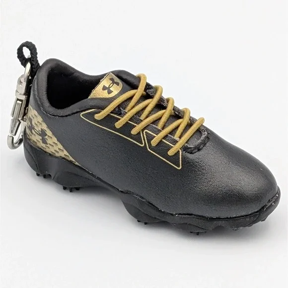 Under Armour Cleat Keychain Black Gold Miniature Shoe Bag Charm Sports Accessory