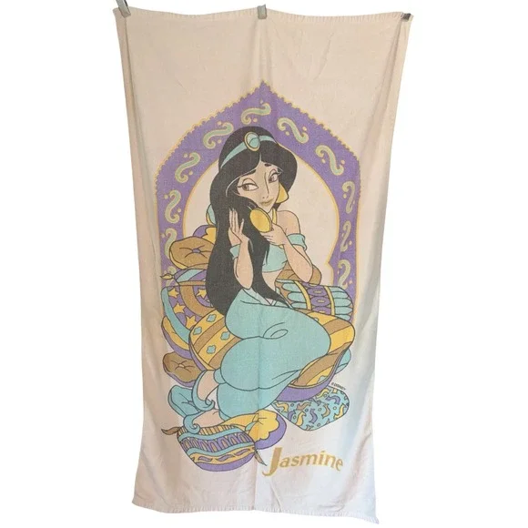 Vtg Disney Princess Towel Jasmine Aladdin 51.5x29‎ Kids Cartoon Retro 90s