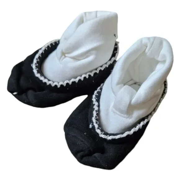 Kate Spade New York Black & White Bow Sock Knit Crib Shoes Girls Newborn 0-3M NB