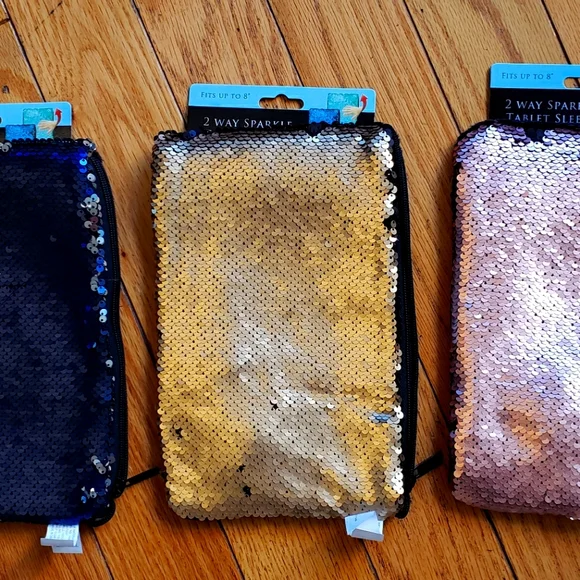 3 NEW 2-Way Sparkle Tablet Sleeve Holds Up to 8