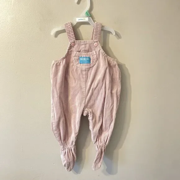 Vintage Osh Kosh B Gosh Corduroy Overalls Lilac Feetie Made In USA Sz 6-9