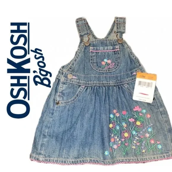Osh Kosh B’gosh Girls‎ Denim Embroidered Jumper - Size 12 months