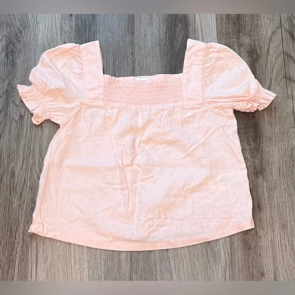 Girls Oshkosh B'Gosh Light Pink Peasant Linen Blend Top