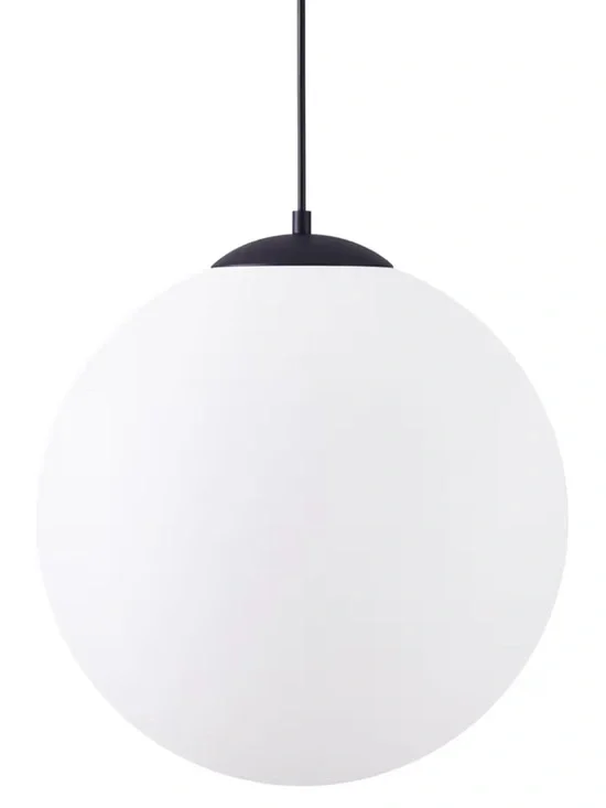 Modern Black Milk Glass Globe Pendant Light 15.7” Mid Century Adjustable