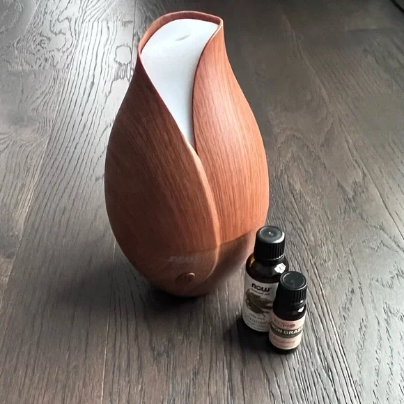 Now Ultrasonic Faux Wood Grain Oil Diffuser with Essential Oils