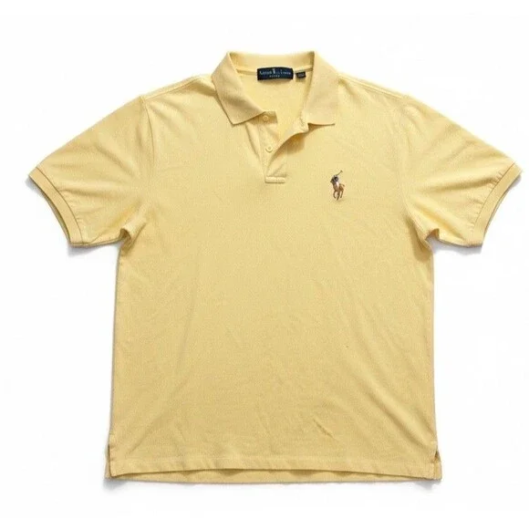 Polo Golf Ralph Lauren Shirt Mens XL Yellow 100% Pima Cotton Multi Color Pony