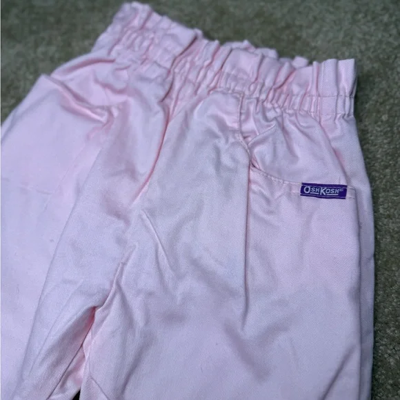 Vintage OshKosh Girls Pink Cotton Pants 4T Made in‎ USA Elastic Waist
