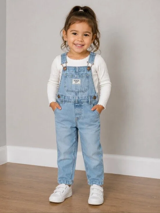 OshKosh B'gosh 3T Girls Classic Light Blue Overalls