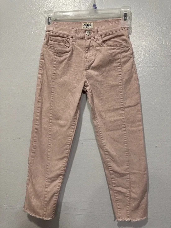 Oshkosh B’gosh pink denim pants Girls Size 7 adjustable waist raw hem