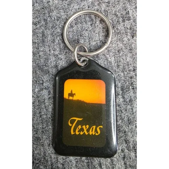 Texas Sunset Keychain With Cowboy Silhouette